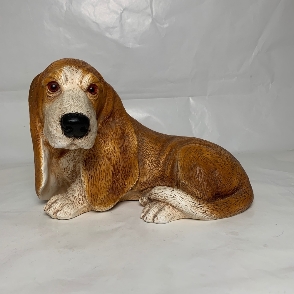 HOMCO Figurine 1441 Basset Hound Brown Realistic EUC